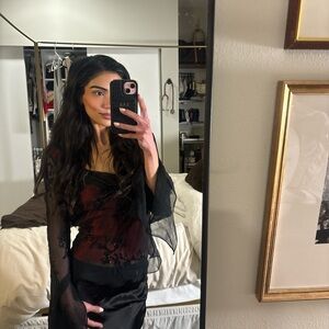 Vintage Scala beaded sheer drape top✨